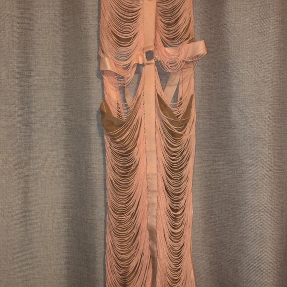 House of CB Blush Pink Fringe Overlay dress - Picture 7 of 9